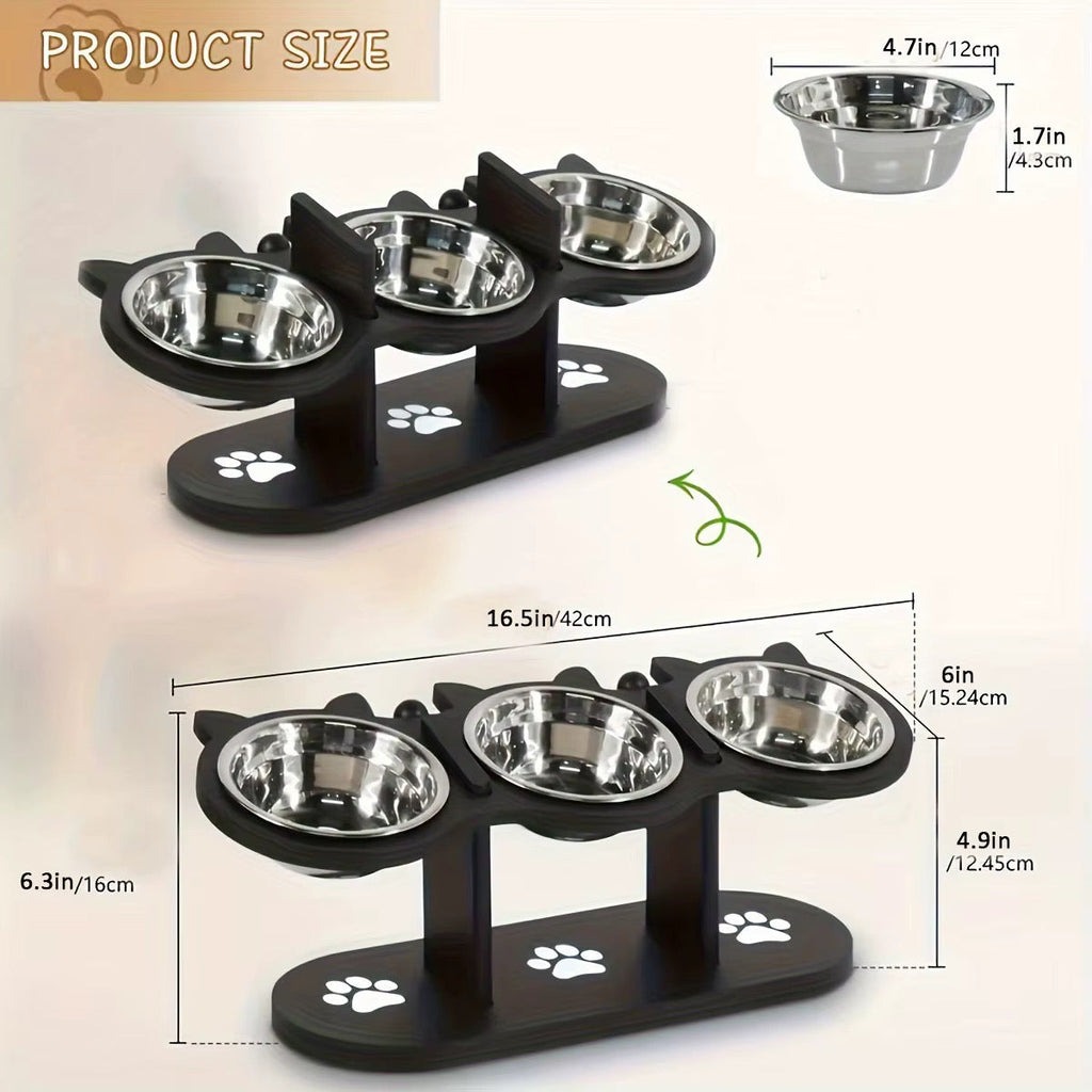 Elevated Triple Bowl Feeding Station