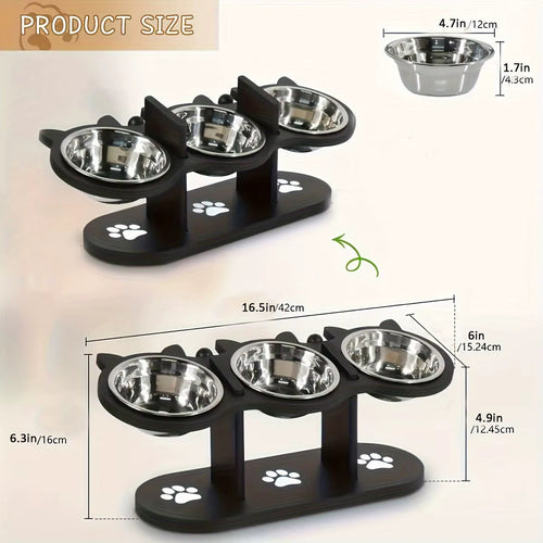 Elevated Triple Bowl Feeding Station