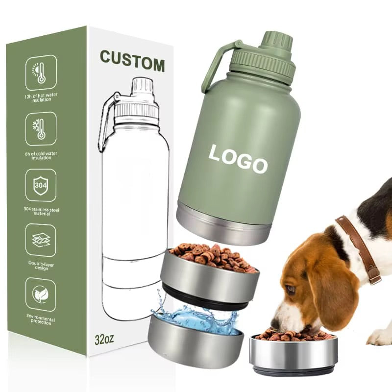 Insulated Pet Travel Bottle with Bowls