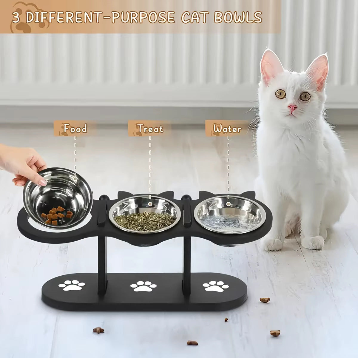 Elevated Triple Bowl Feeding Station