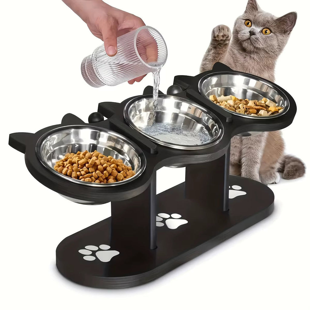 Elevated Triple Bowl Feeding Station