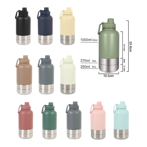 Insulated Pet Travel Bottle with Bowls