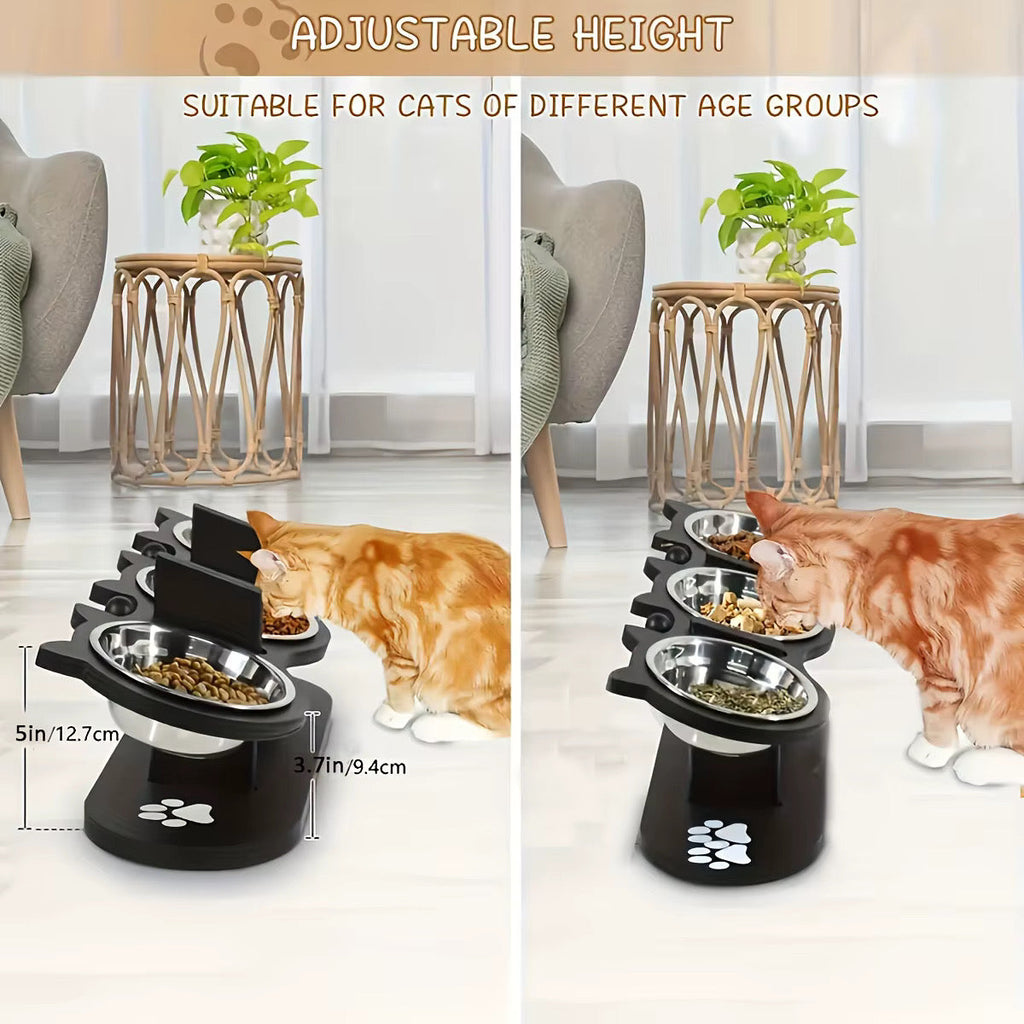 Elevated Triple Bowl Feeding Station