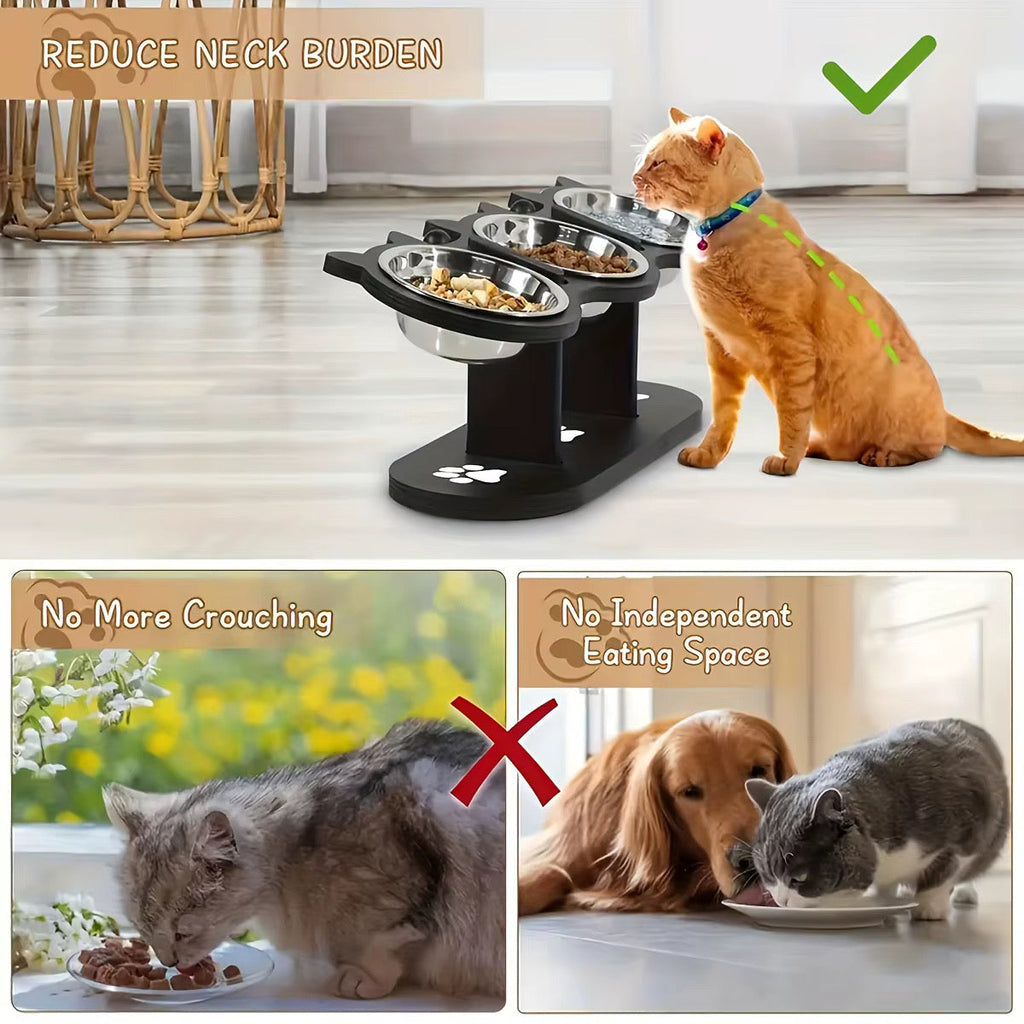 Elevated Triple Bowl Feeding Station