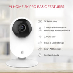 YI 2K Home Pro Security Camera, Indoor Camera with Person, Vehicle, Animal Smart Detection, Phone App for Baby, Pet Monitoring